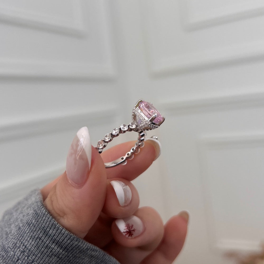 925 Sterling Silver Crushed Ice Cushion Cut CZ Pave Ring 70200381