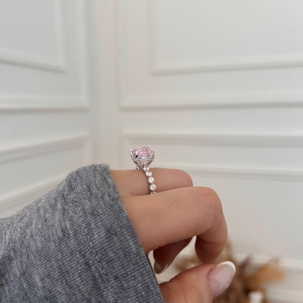 925 Sterling Silver Crushed Ice Cushion Cut CZ Pave Ring 70200381