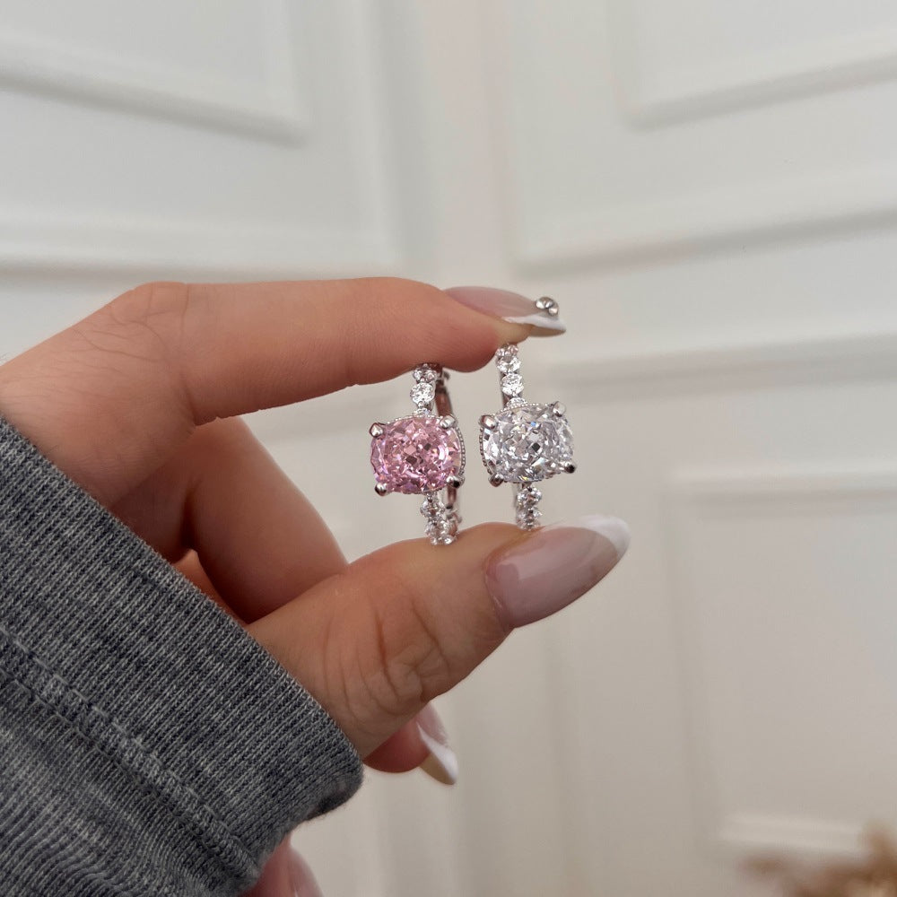 925 Sterling Silver Crushed Ice Cushion Cut CZ Pave Ring 70200381