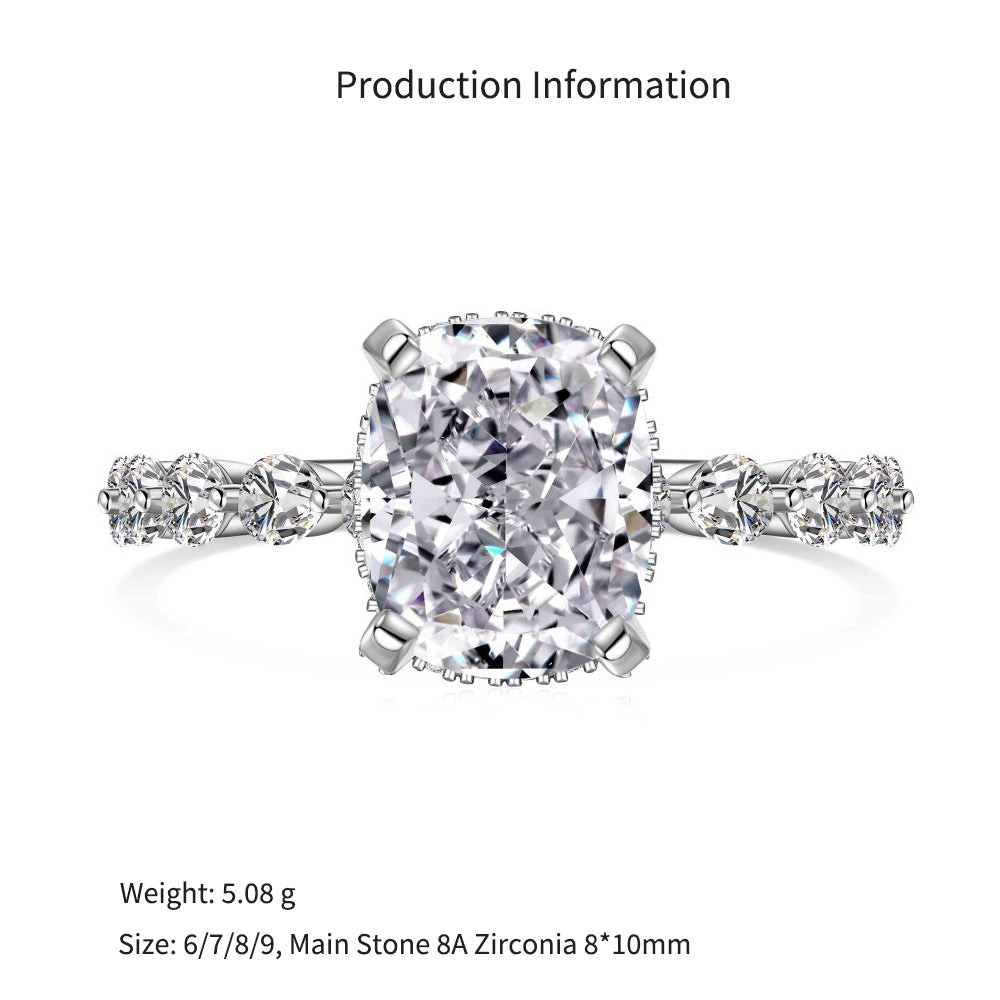 925 Sterling Silver Crushed Ice Cushion Cut CZ Pave Ring 70200381