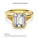 925 Sterling Silver Emerald Cut CZ Bezel Solitaire Ring 70200384