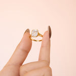 925 Sterling Silver Emerald Cut CZ Bezel Solitaire Ring 70200384