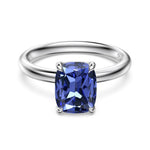 925 Sterling Silver Tanzanite Blue Cushion Cut CZ Solitaire Ring 70200387