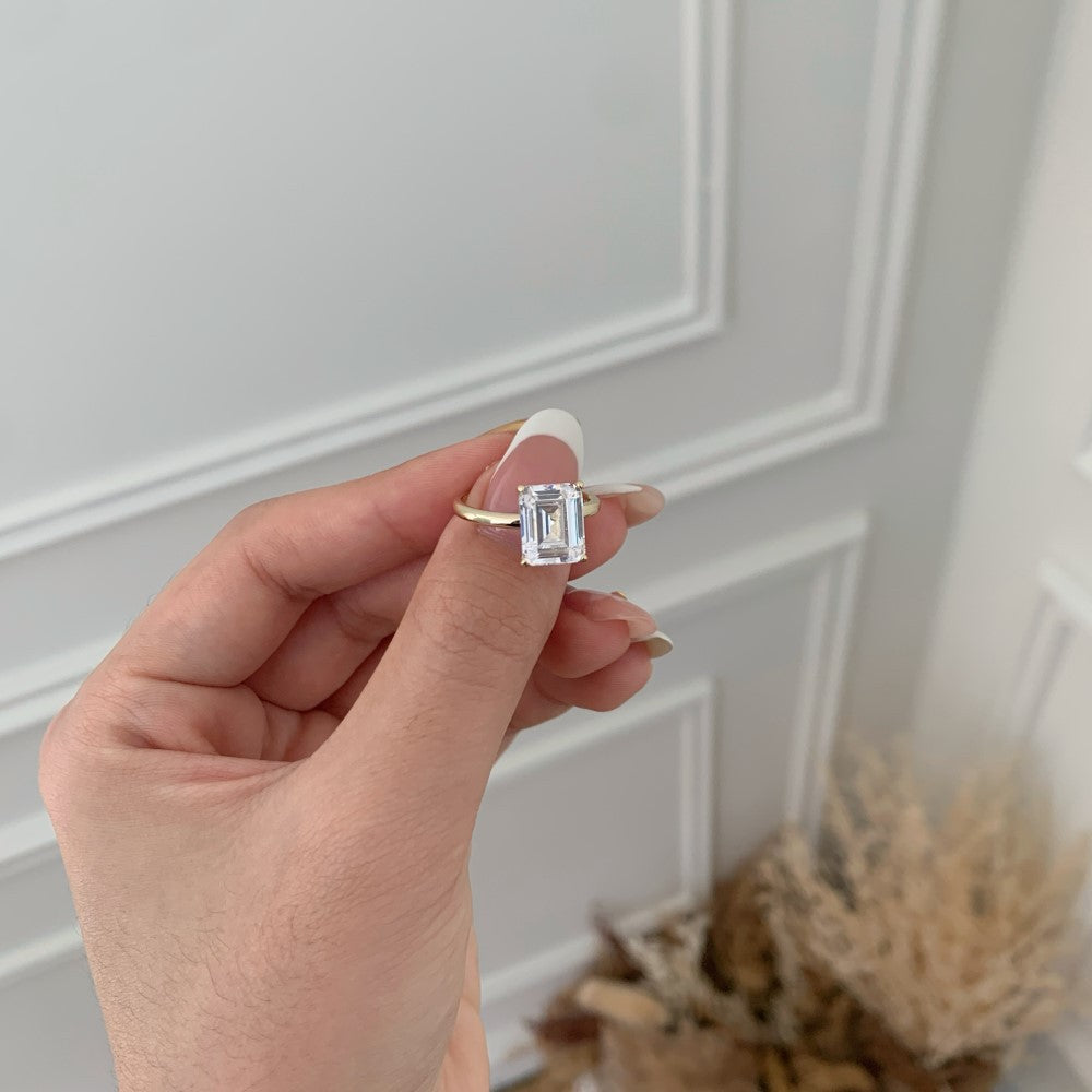 925 Sterling Silver Emerald Cut CZ Solitaire Ring 70200389