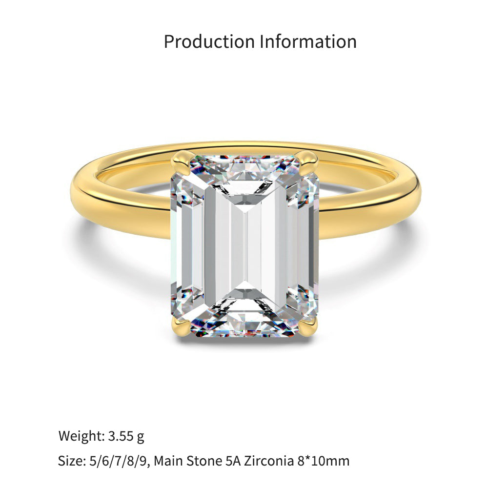 925 Sterling Silver Emerald Cut CZ Solitaire Ring 70200389