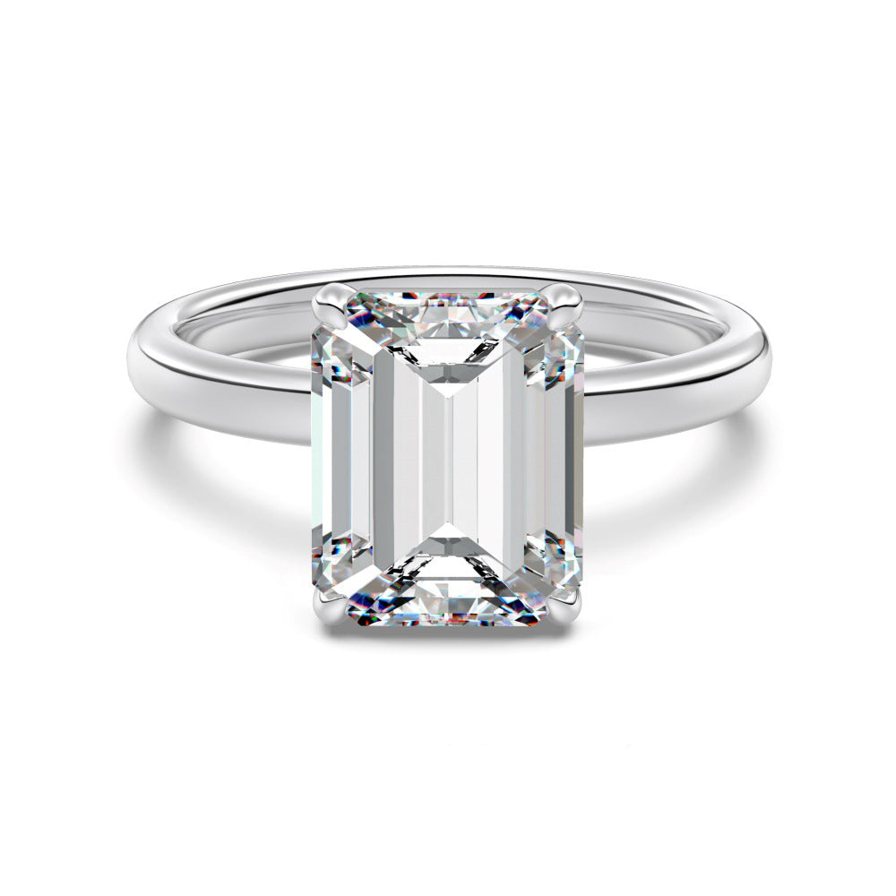 925 Sterling Silver Emerald Cut CZ Solitaire Ring 70200389