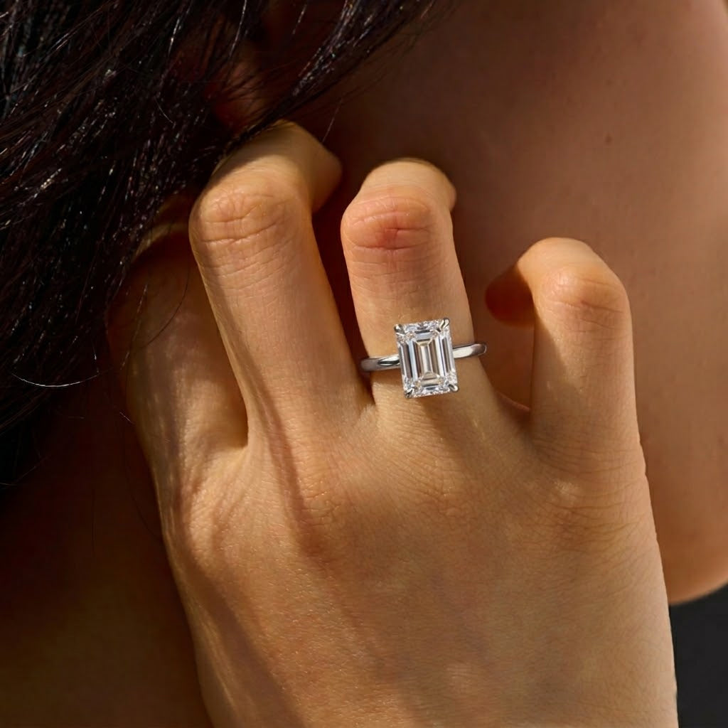 925 Sterling Silver Emerald Cut CZ Solitaire Ring 70200389