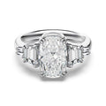 925 Sterling Silver Crushed Ice Oval CZ Three-Stone Ring 70200391