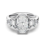 925 Sterling Silver Crushed Ice Oval CZ Three-Stone Ring 70200391