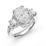 925 Sterling Silver Crushed Ice Oval CZ Three-Stone Ring 70200391