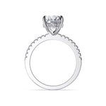 925 Sterling Silver 8x12mm Oval Solitaire Pave Ring 70200392