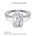 925 Sterling Silver 8x12mm Oval Solitaire Pave Ring 70200392