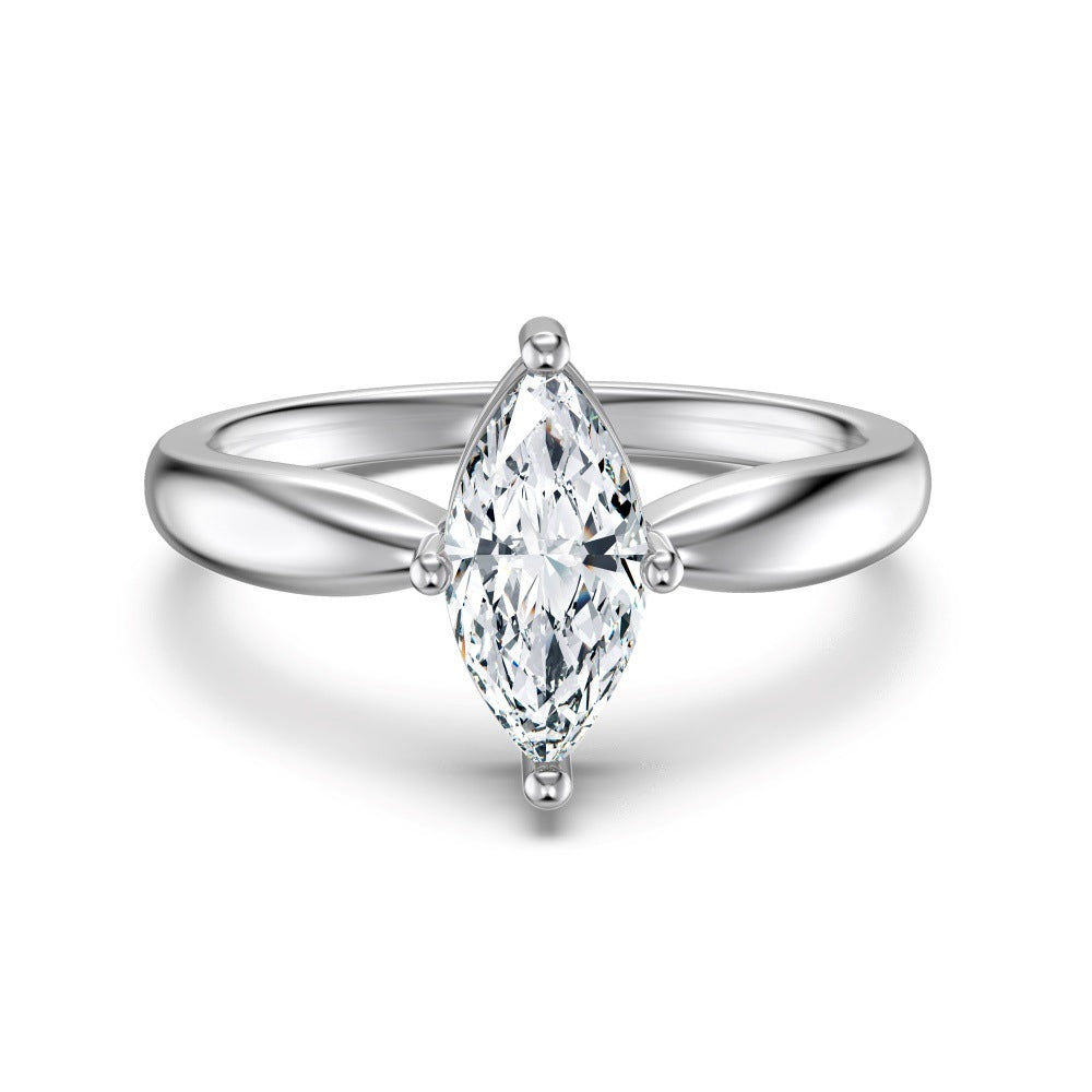 925 Sterling Silver Marquise Cut CZ Solitaire Ring 70200394