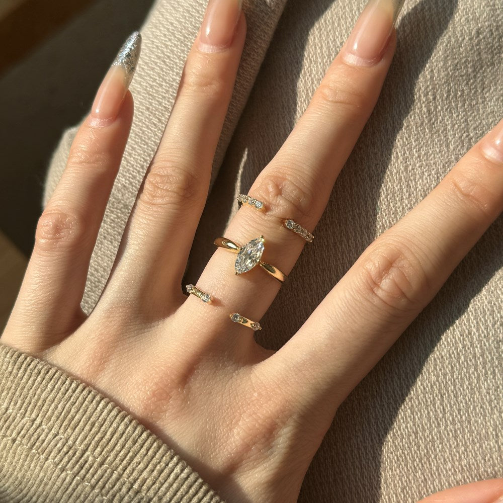 925 Sterling Silver Marquise Cut CZ Solitaire Ring 70200394