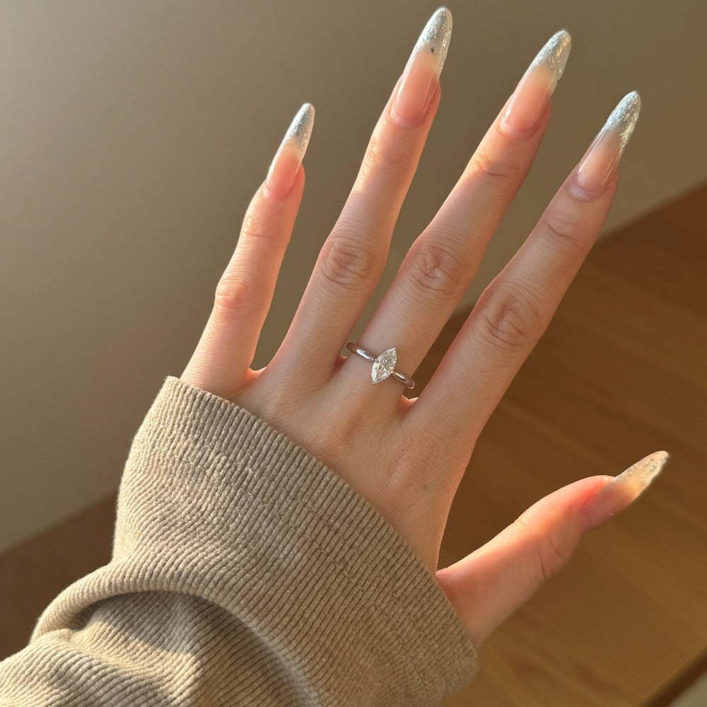 925 Sterling Silver Marquise Cut CZ Solitaire Ring 70200394
