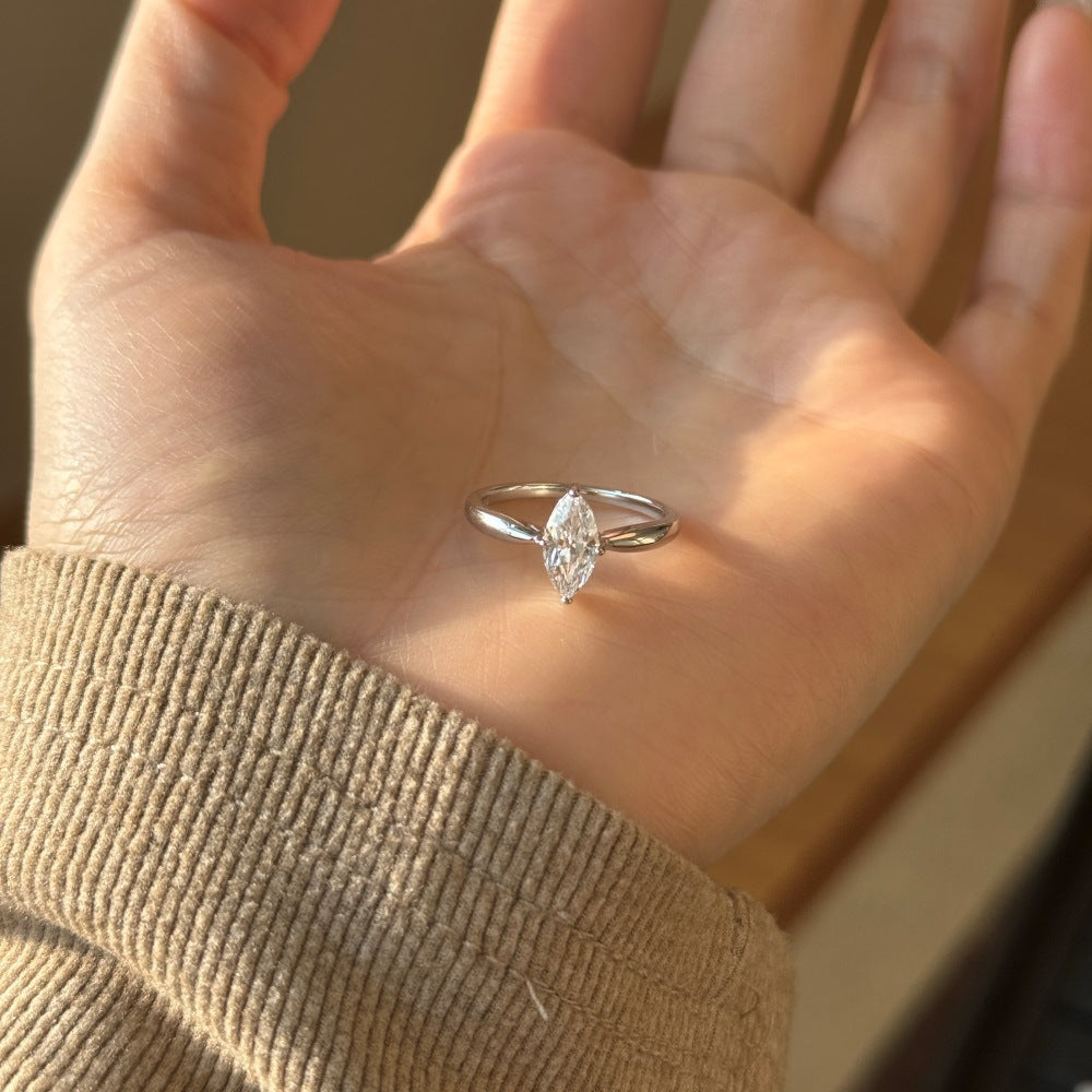 925 Sterling Silver Marquise Cut CZ Solitaire Ring 70200394