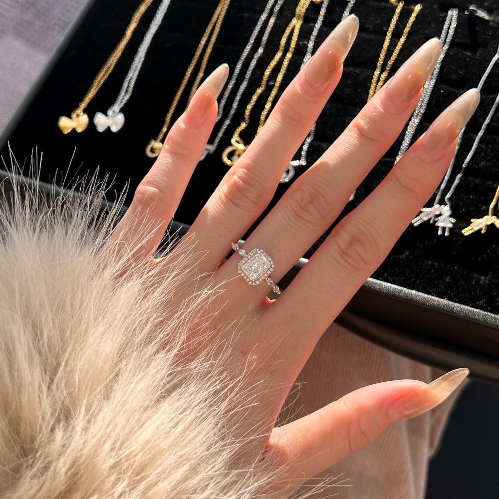 925 Sterling Silver Crushed Ice CZ Marquise Halo Ring 70200396
