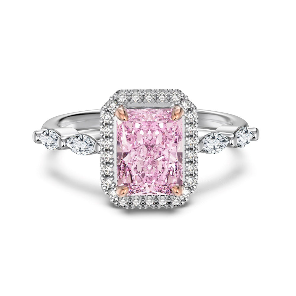 925 Sterling Silver Crushed Ice CZ Marquise Halo Ring 70200396