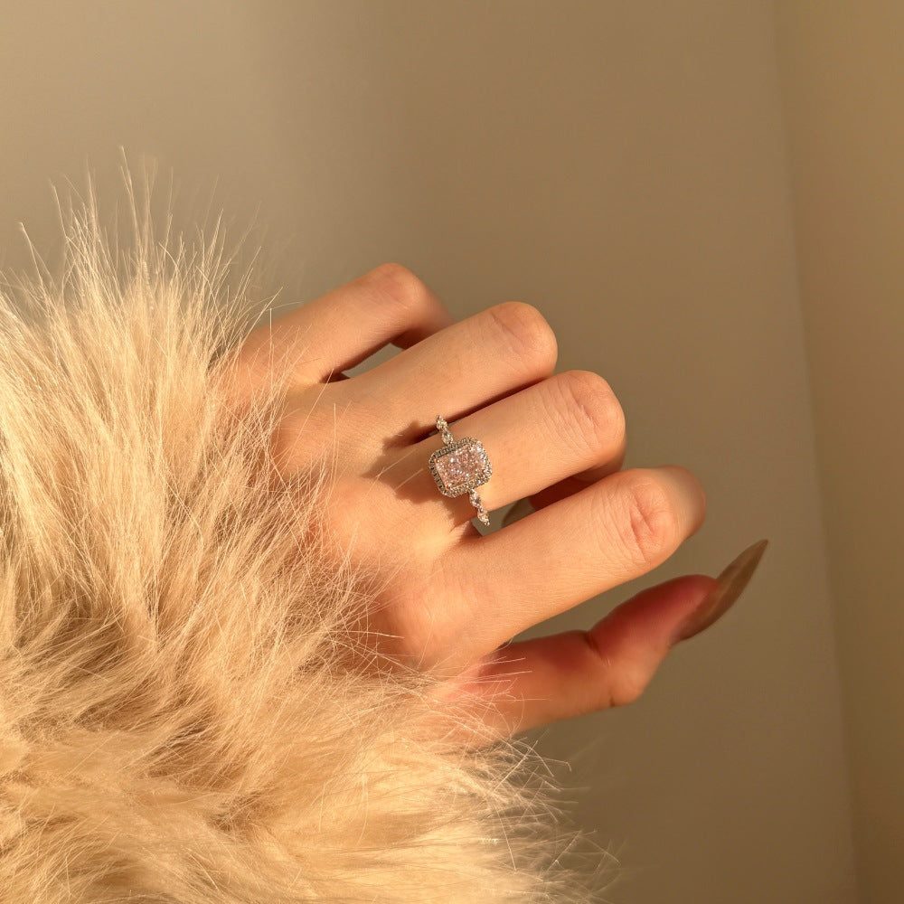 925 Sterling Silver Crushed Ice CZ Marquise Halo Ring 70200396