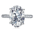 925 Sterling Silver Oval CZ Pave Band Solitaire Ring 70200397
