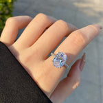 925 Sterling Silver Oval CZ Pave Band Solitaire Ring 70200397