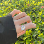 925 Sterling Silver Oval CZ Pave Band Solitaire Ring 70200397
