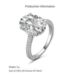 925 Sterling Silver Oval CZ Pave Band Solitaire Ring 70200397
