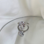 925 Sterling Silver Oval CZ Pave Band Solitaire Ring 70200397