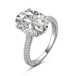 925 Sterling Silver Oval CZ Pave Band Solitaire Ring 70200397