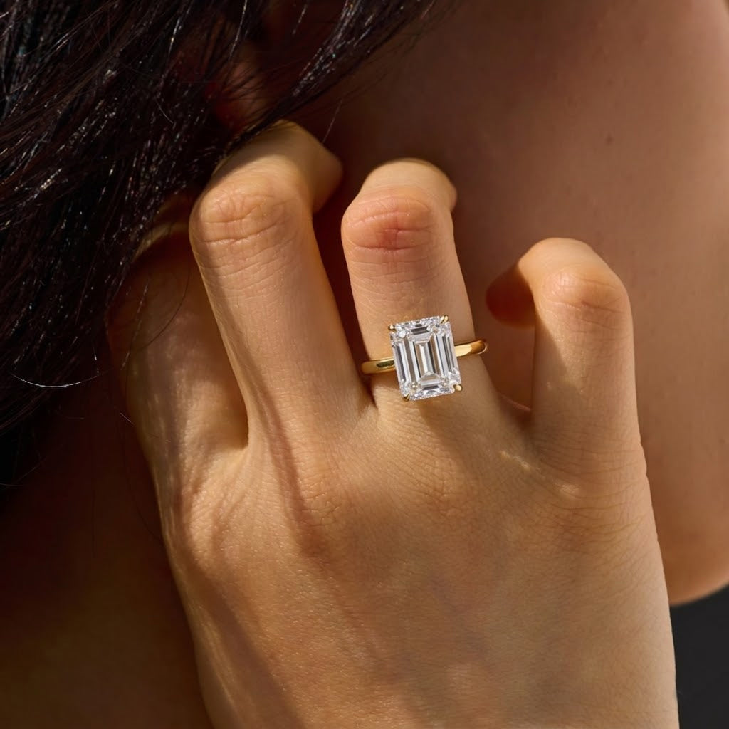 925 Sterling Silver 3ct Emerald Cut CZ Solitaire Ring 70200398