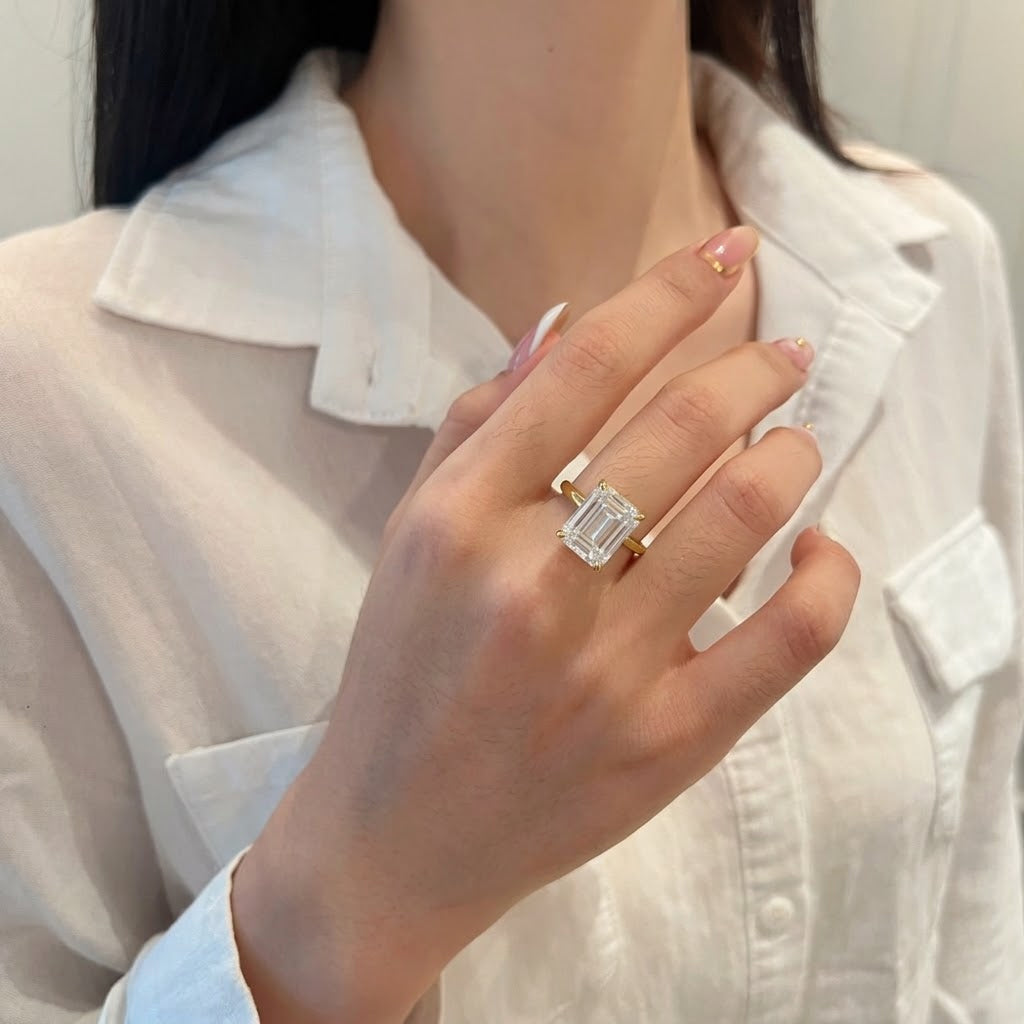 925 Sterling Silver 3ct Emerald Cut CZ Solitaire Ring 70200398