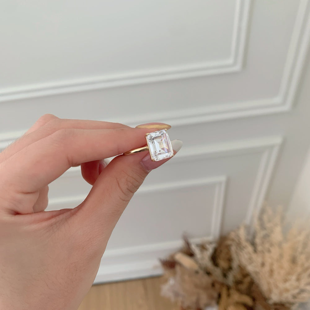 925 Sterling Silver 3ct Emerald Cut CZ Solitaire Ring 70200398