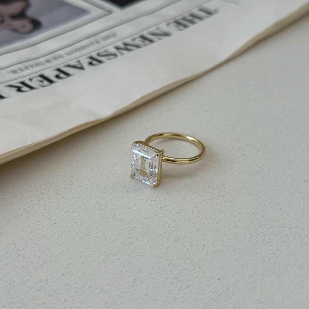 925 Sterling Silver 3ct Emerald Cut CZ Solitaire Ring 70200398