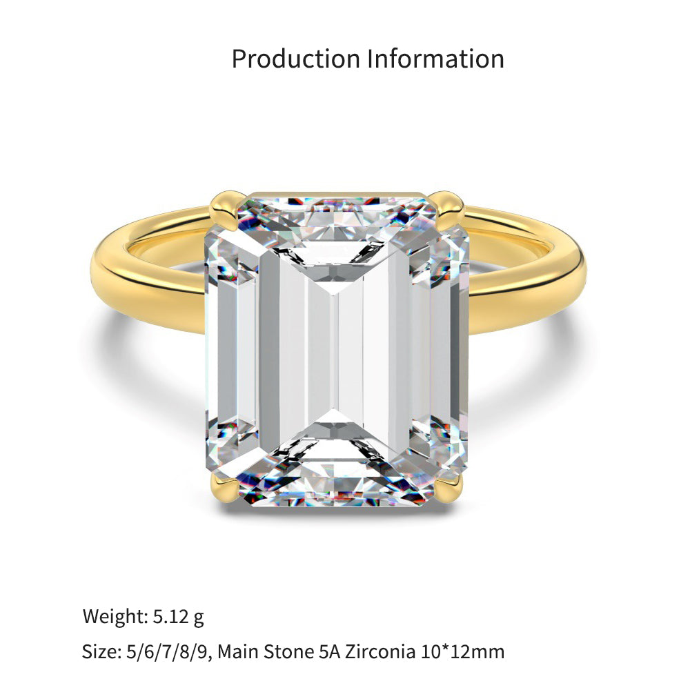 925 Sterling Silver 3ct Emerald Cut CZ Solitaire Ring 70200398