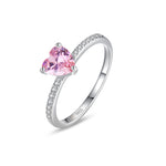 925 Sterling Silver Pink Heart Zircon Engagement Ring 70300095