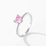 925 Sterling Silver Pink Heart Zircon Engagement Ring 70300095