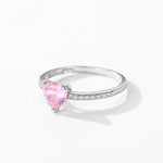 925 Sterling Silver Pink Heart Zircon Engagement Ring 70300095