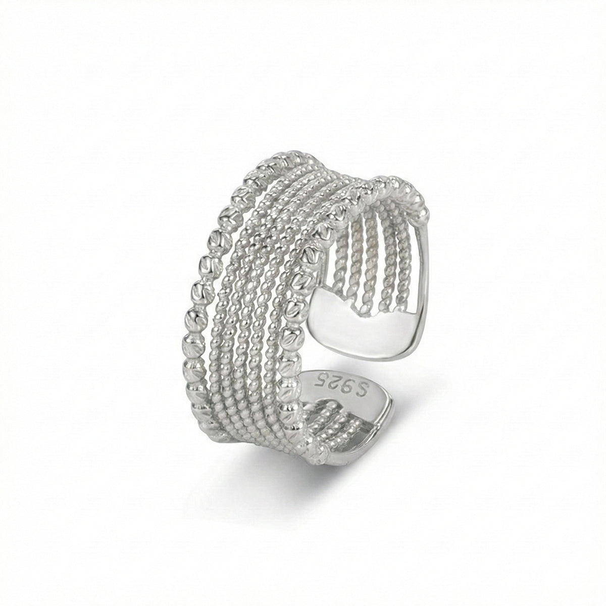 925 Sterling Silver Vintage Wide Multi-Layer Braided Open Ring 70400295