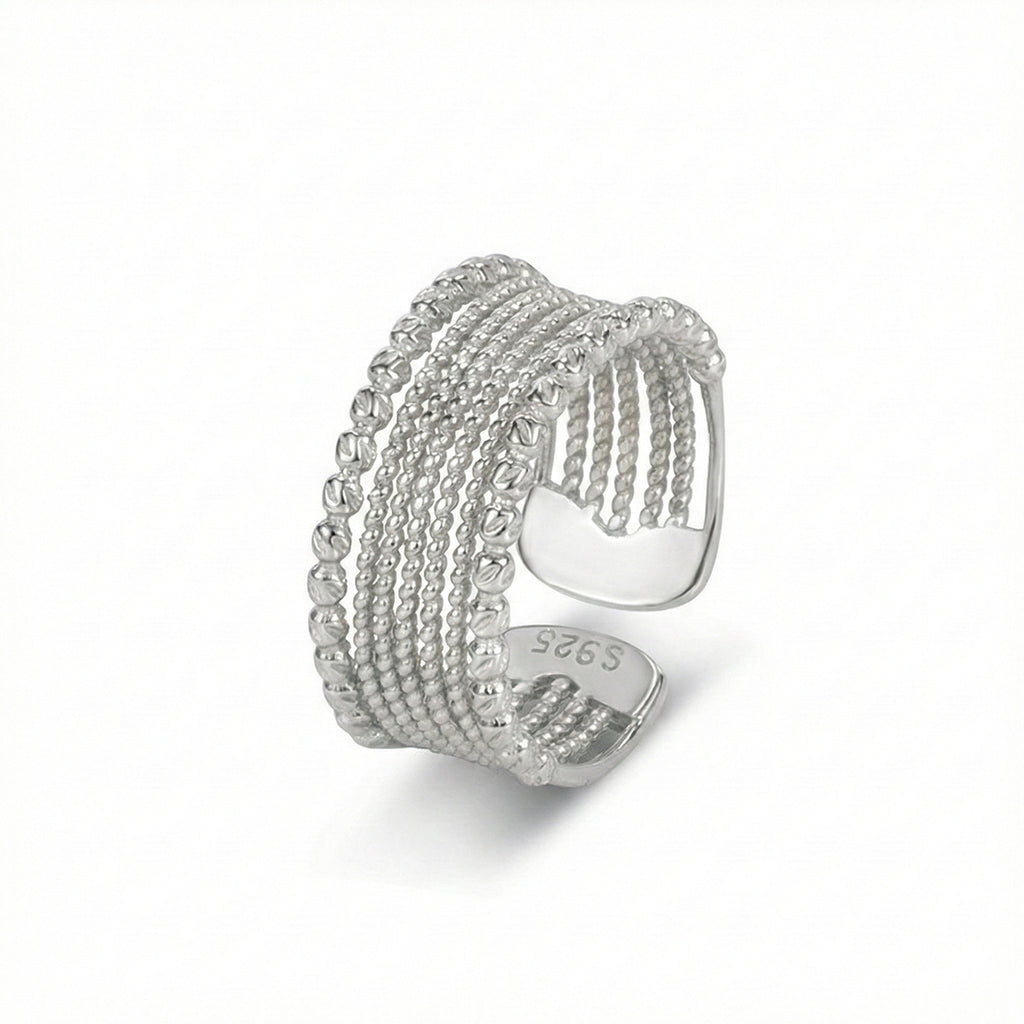 925 Sterling Silver Vintage Wide Multi-Layer Braided Open Ring 70400295