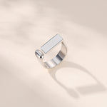 925 Sterling Silver Geometric Bar Adjustable Ring 70400296