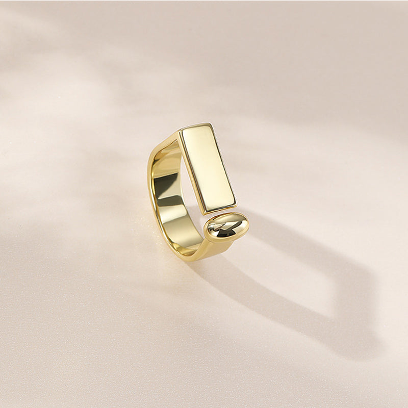 925 Sterling Silver Geometric Bar Adjustable Ring 70400296