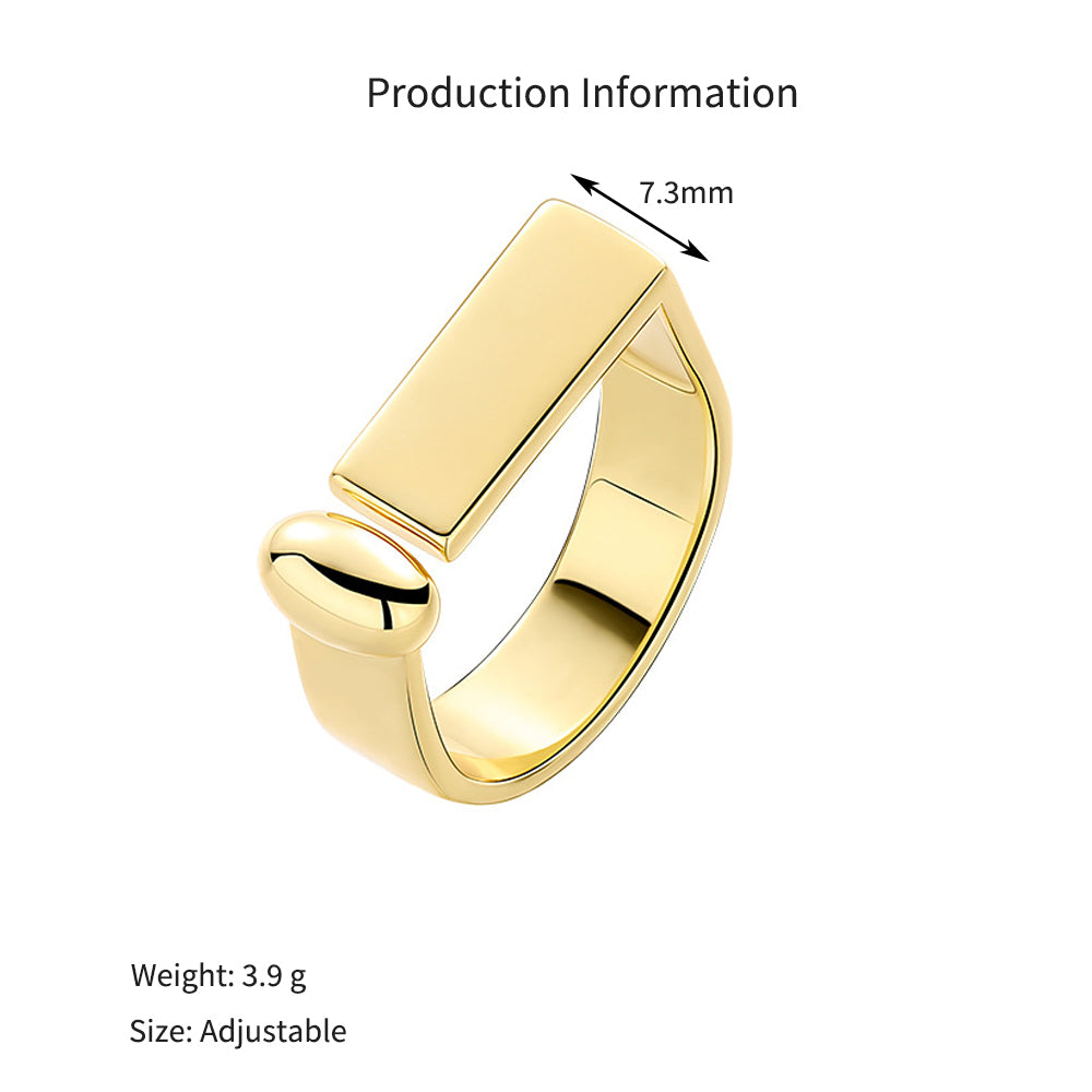 925 Sterling Silver Geometric Bar Adjustable Ring 70400296