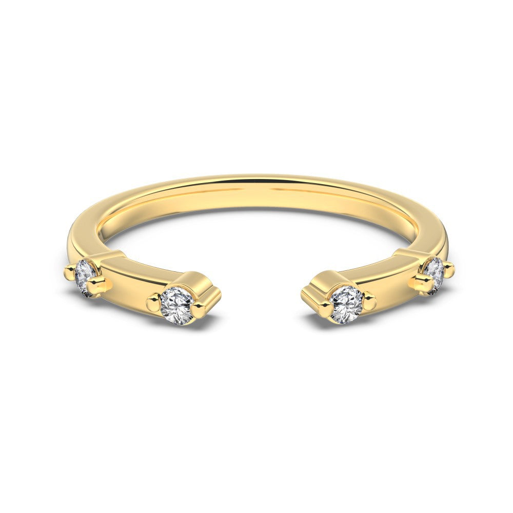 925 Sterling Silver Minimalist CZ Open Cuff Stacking Ring 70400302