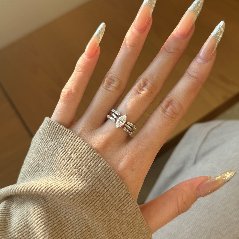 925 Sterling Silver Minimalist CZ Open Cuff Stacking Ring 70400302
