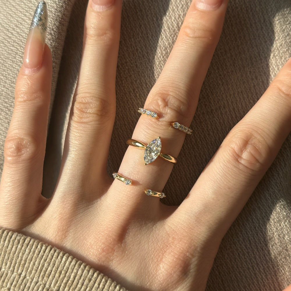 925 Sterling Silver Minimalist CZ Open Cuff Stacking Ring 70400302