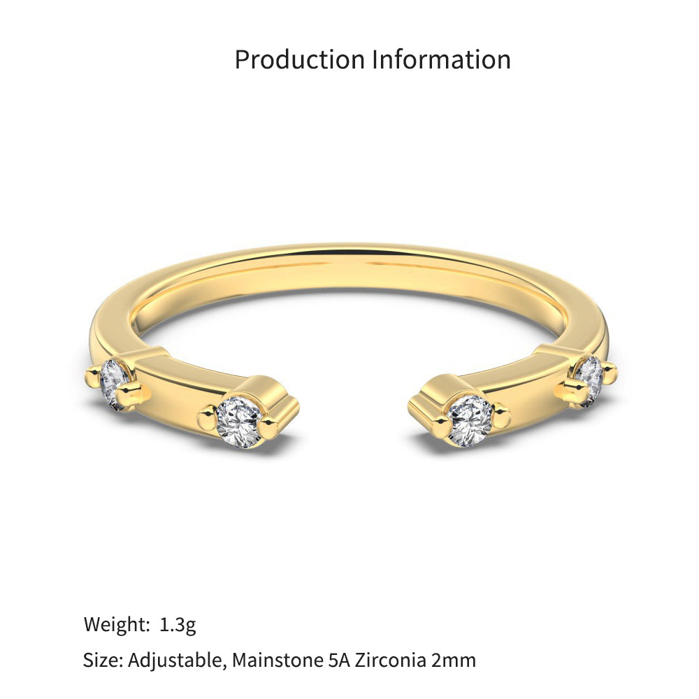 925 Sterling Silver Minimalist CZ Open Cuff Stacking Ring 70400302