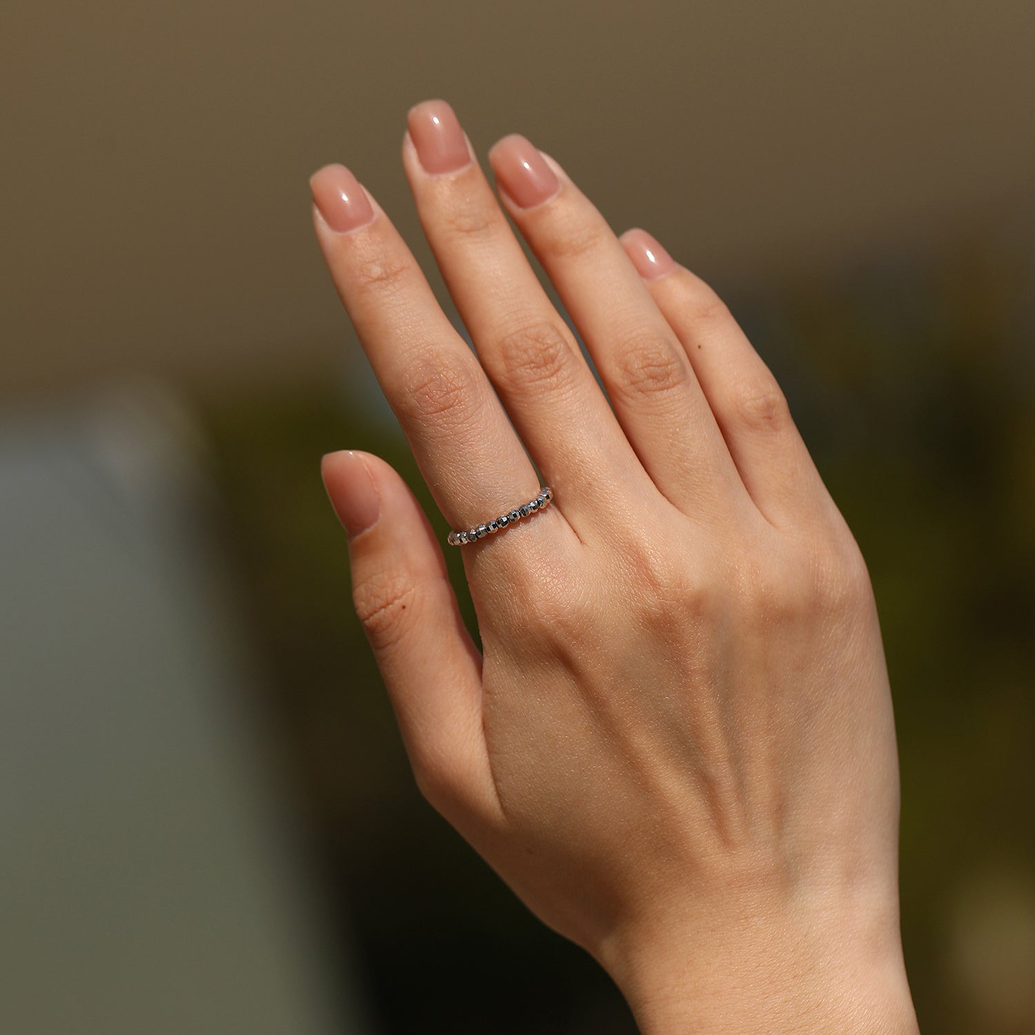 925 Sterling Silver Diamond-Cut Beaded Stacking Ring 70600004