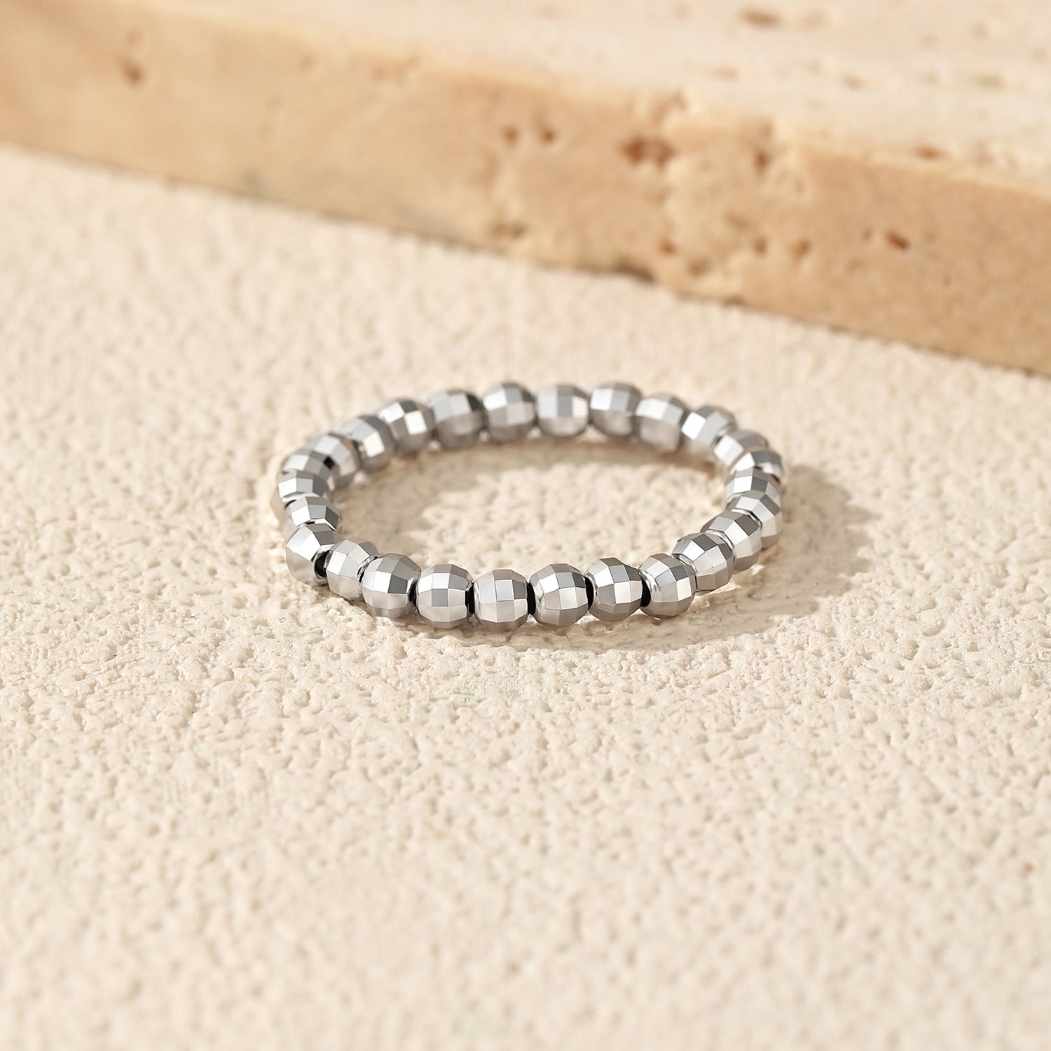 925 Sterling Silver Diamond-Cut Beaded Stacking Ring 70600004
