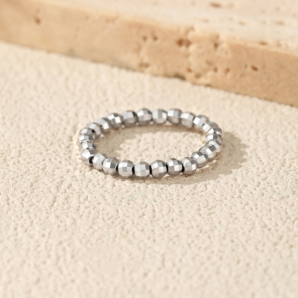 925 Sterling Silver Diamond-Cut Beaded Stacking Ring 70600004