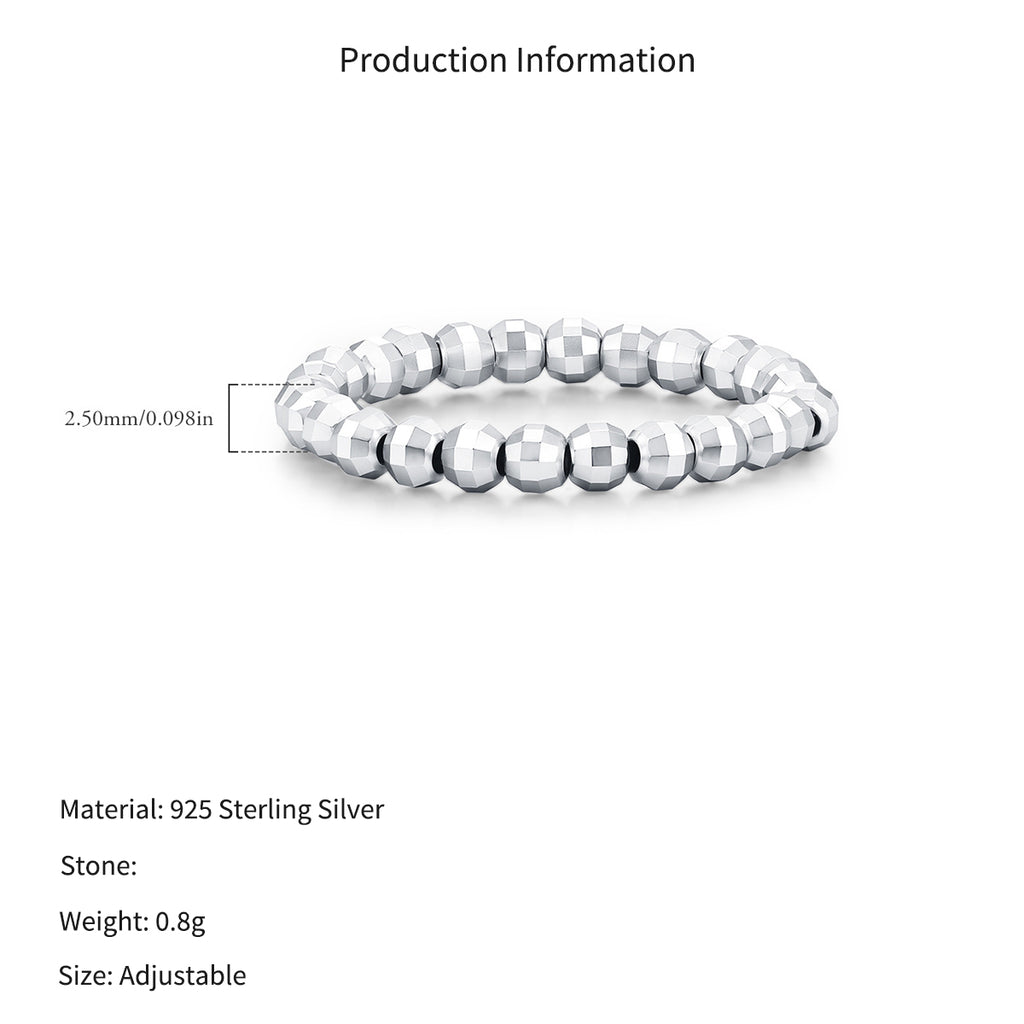 925 Sterling Silver Diamond-Cut Beaded Stacking Ring 70600004